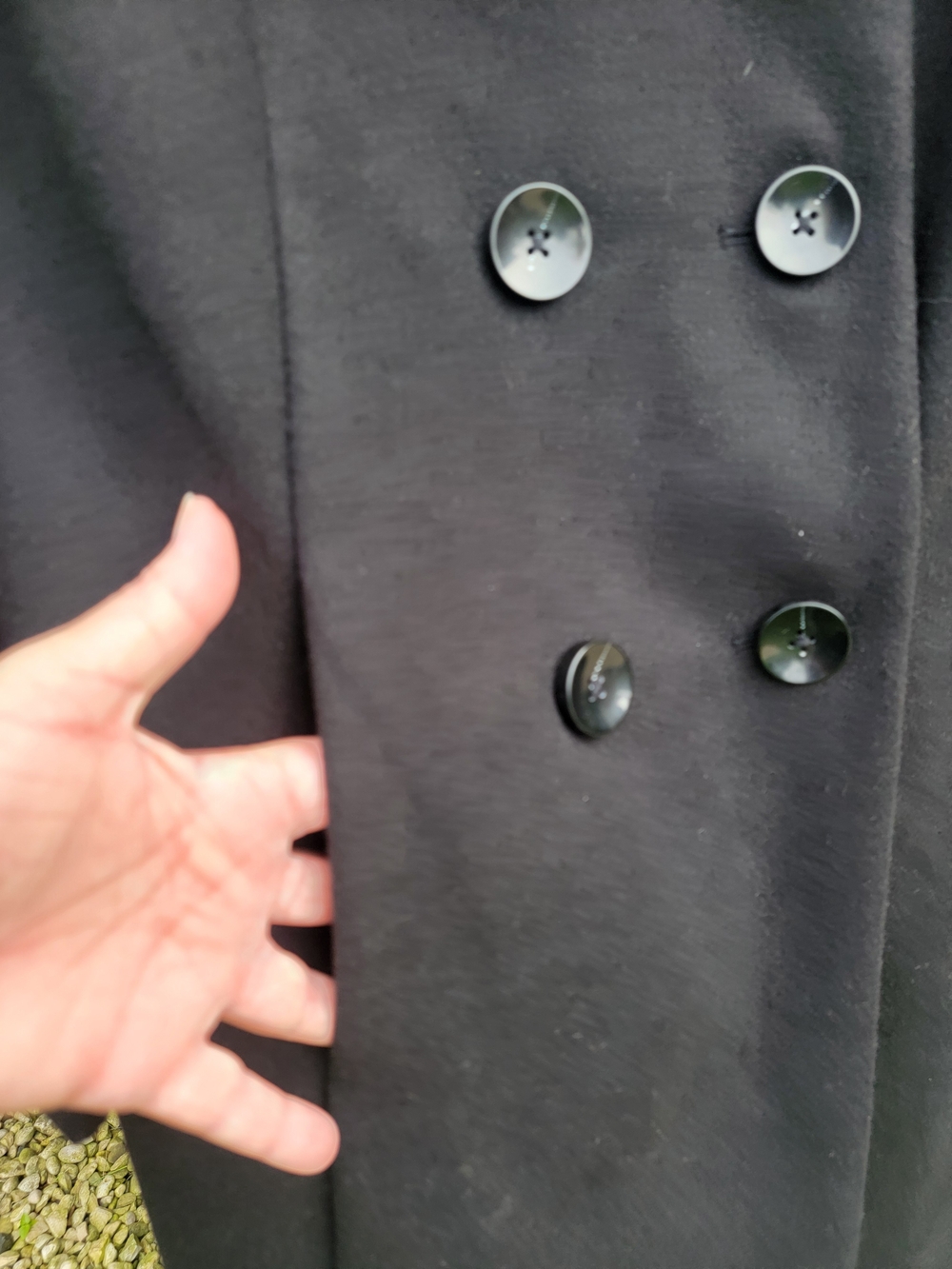 Jessica Simpson Long Black Double-Breasted Pea Coat with Textured Shawl Collar - Picture 5 of 10